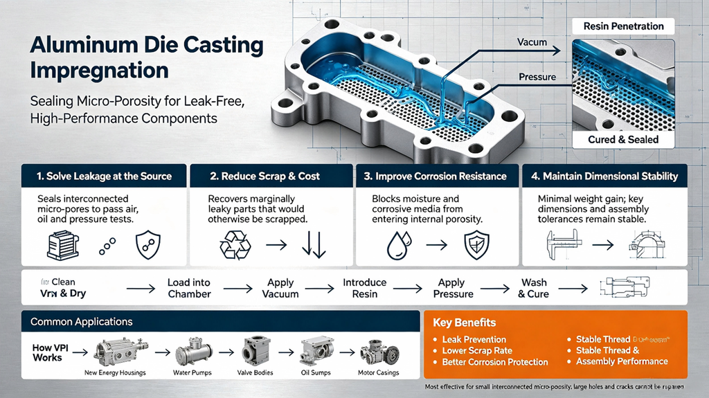 Aluminum die casting impregnation